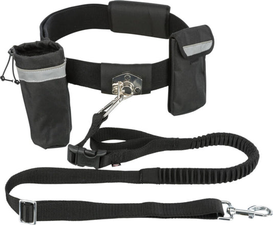 Ceinture ventrale avec laisse bungee et pochettes 1-1,35 m noir