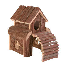 Maison en bois naturel pour petits animaux 13 x 20 x 20 cm