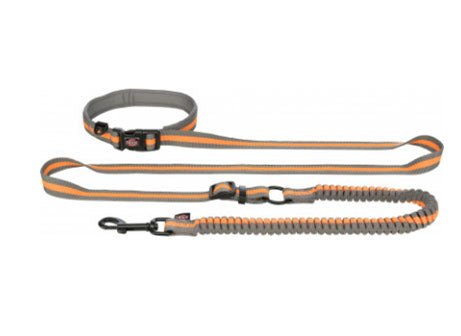 Laisse bungee multifonction pour jogging 1,33-1,8 m gris et orange