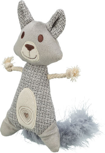 Peluche raton laveur avec plumes et herbe à chat 20-30 cm