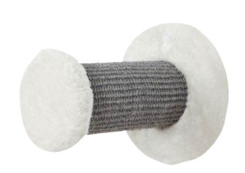 Marchepied mural rond en peluche et sisal blanc et gris 18 x 22 cm