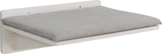 Plateforme murale avec coussin blanc et gris 50 x 17,5 x 36,5 cm
