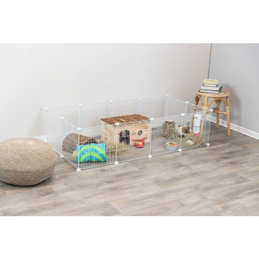 Enclos modulable pour petits animaux 140 x 35 x 70 cm blanc
