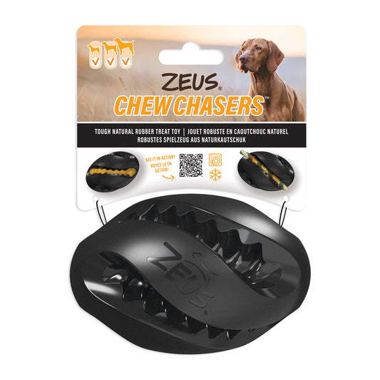 Jouet Chewchasers en caoutchouc pour gâteries, ballon de rugby, noir, 12,5 cm