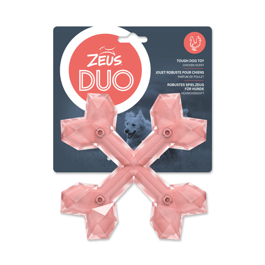 Os croisés Duo, parfum de poulet, corail, 15 cm