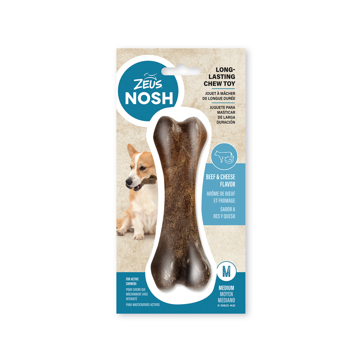 Os à mâcher Nosh robuste saveur bœuf et fromage pour chien - Zeus