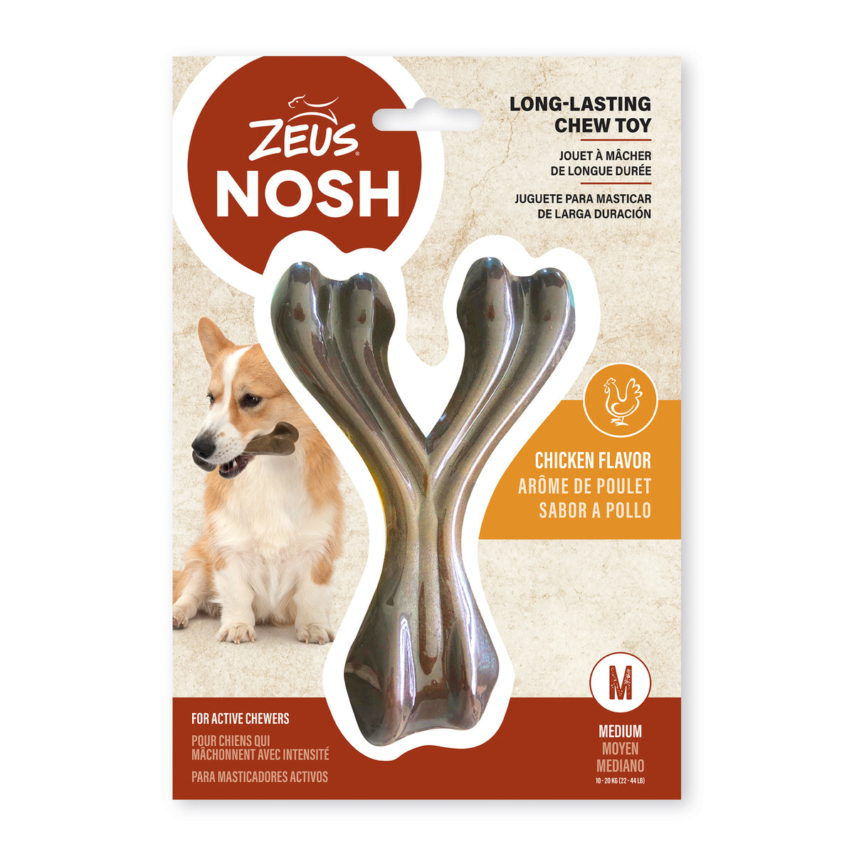 Jouet à mâcher robuste Nosh en forme d'os du bonheur