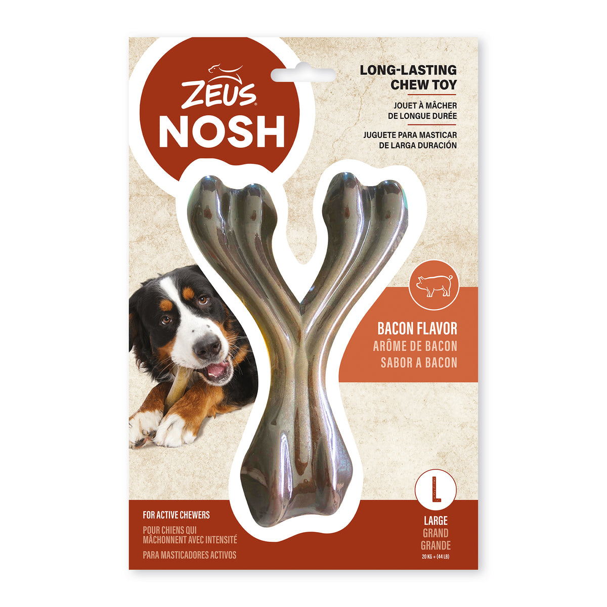 Jouet à mâcher robuste Nosh en forme d'os du bonheur