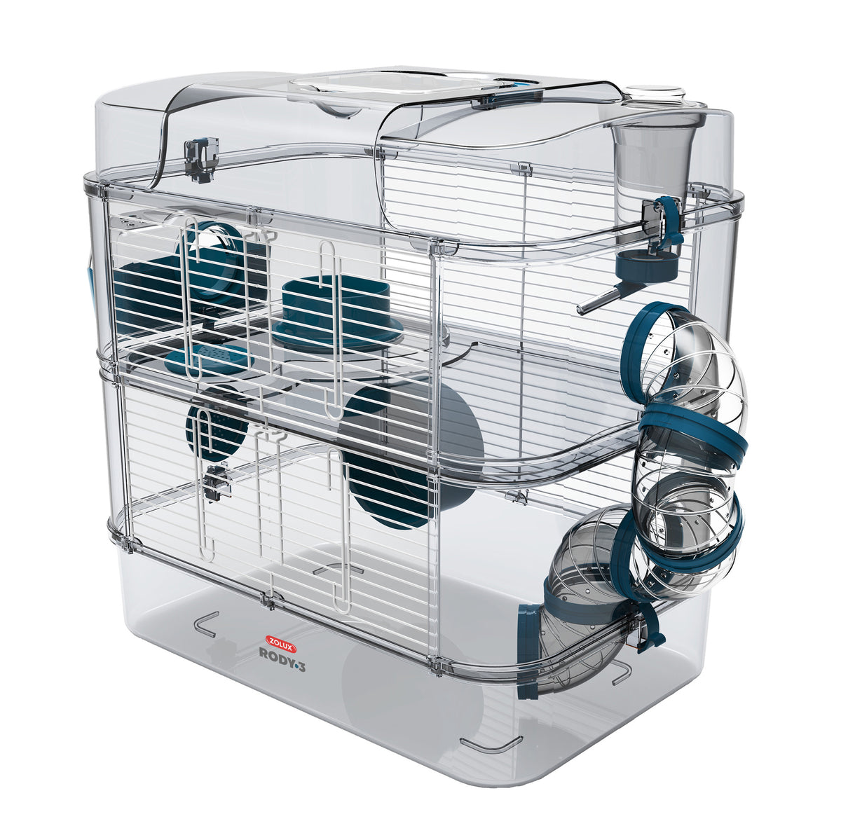Cage Duo Rody 3 pour hamster, deux étages, 41 x 27 x 40 cm
