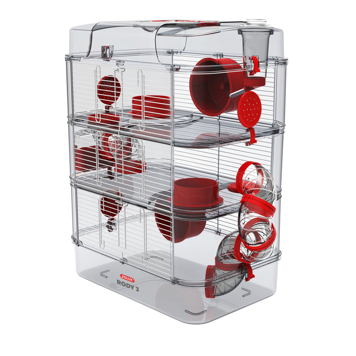 Cage Trio Rody 3 pour hamster, trois étages, 41 x 27 x 53 cm