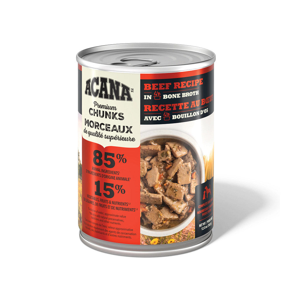Morceaux de bœuf en bouillon d'os - nourriture humide pour chien 363 g