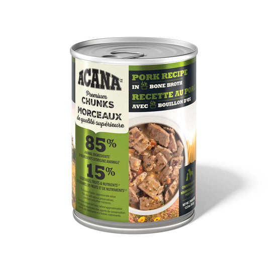 Morceaux de porc en bouillon d'os - nourriture humide pour chien 363 g