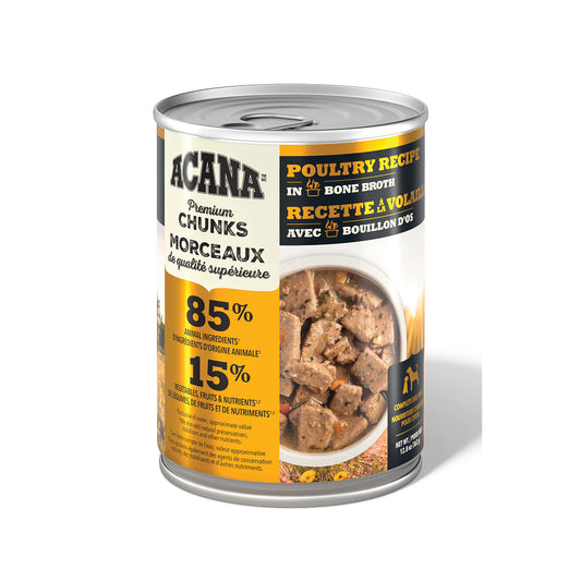 Morceaux de volaille en bouillon d'os - nourriture humide pour chien 363 g