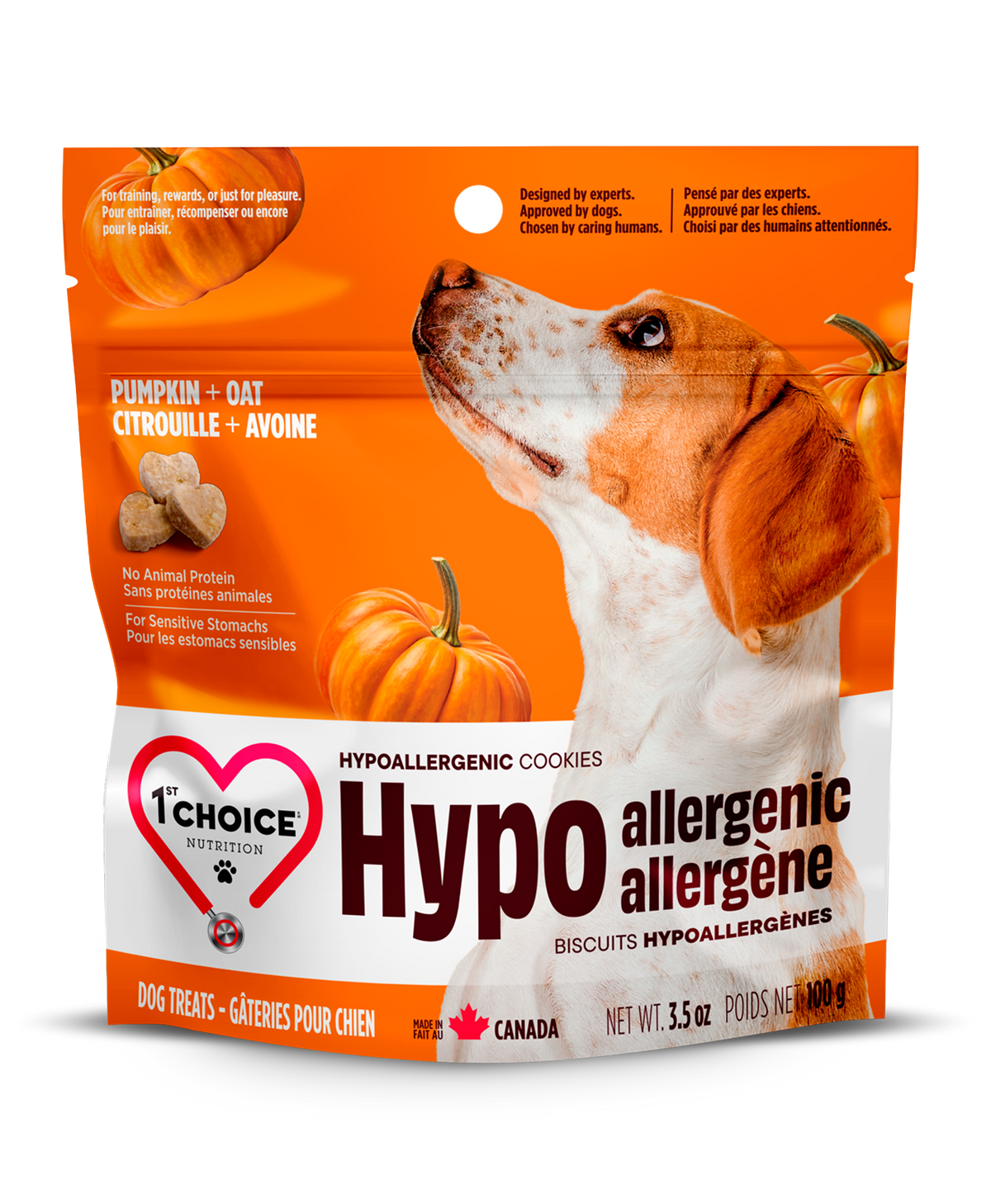 Biscuits hypoallergènes pour chien - Citrouille et avoine
