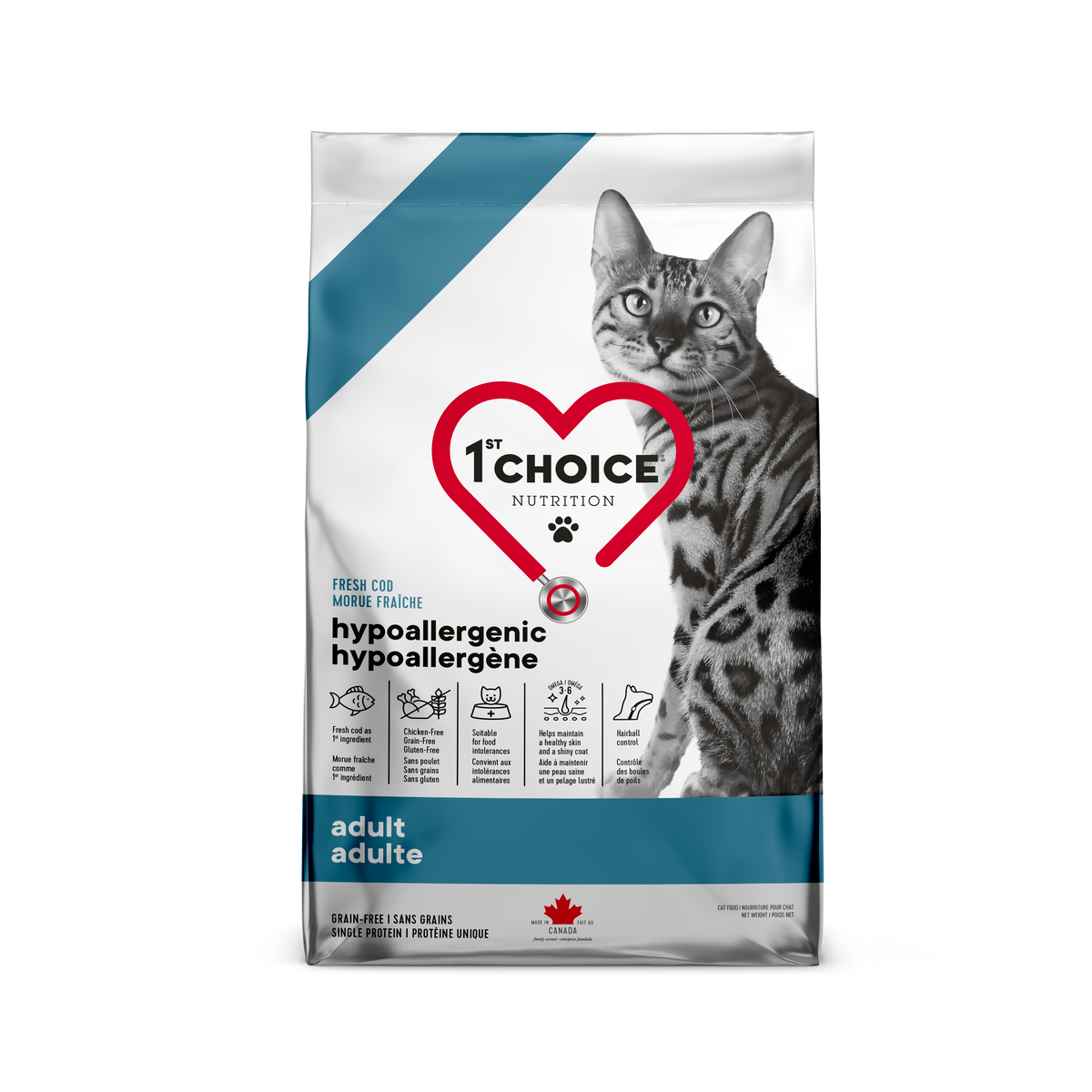 Nourriture pour chat hypoallergène sans grains - Morue
