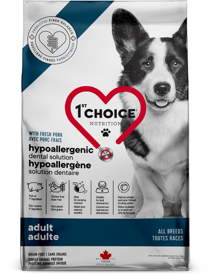 Hypoallergène solution dentaire sans grains porc 1st Choice - nourriture sèche pour chien