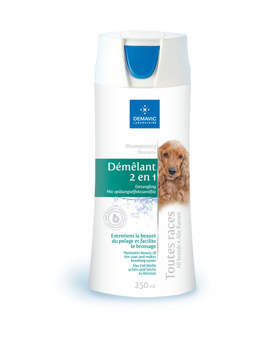 Shampooing démêlant 2 en 1 250 ml - shampooing pour chien