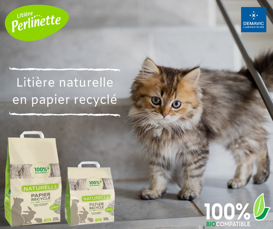 Papier recyclé 25 L - litière naturelle pour chat