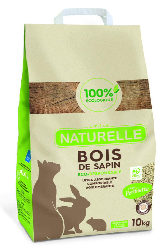 Bois de sapin 10 kg - litière naturelle pour chat