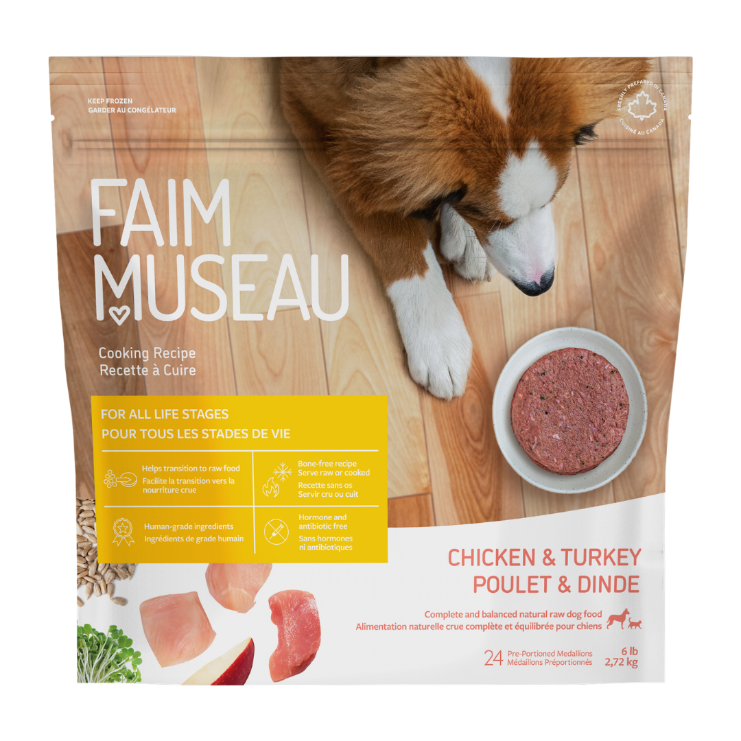 Poulet et dinde à cuire - nourriture crue pour chien
