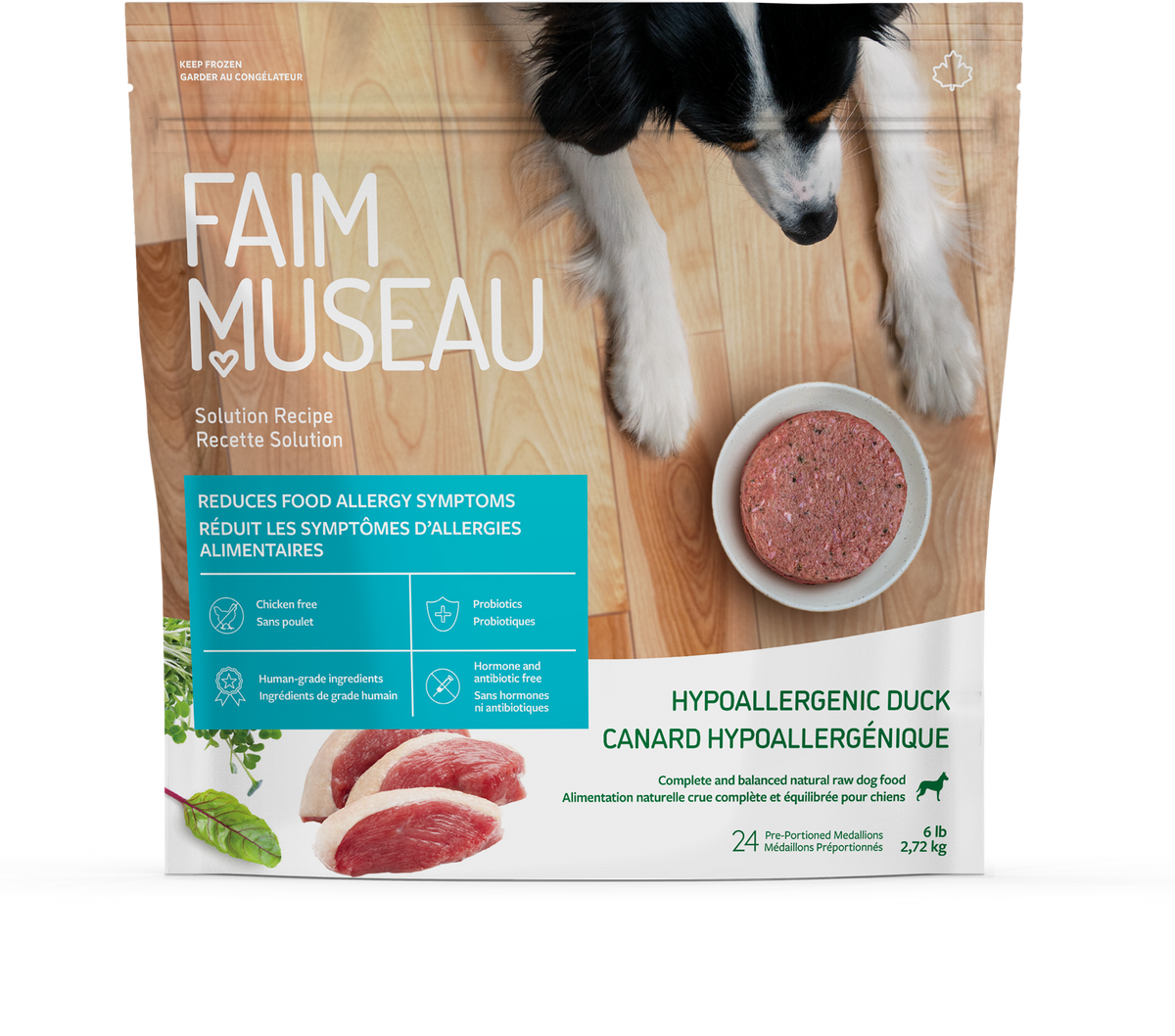 Canard hypoallergénique - nourriture crue pour chien