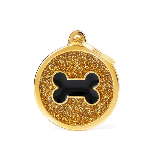 Médaille cercle os pailleté or