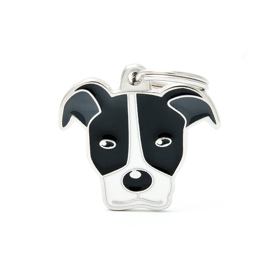 Médaille Pitbull américain noir et blanc