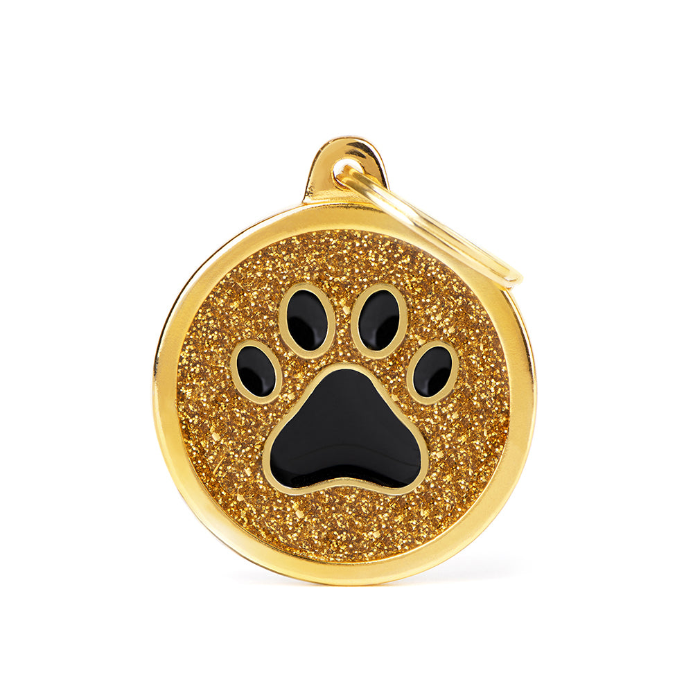 Médaille cercle patte pailleté or