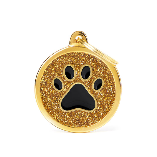 Médaille cercle patte pailleté or