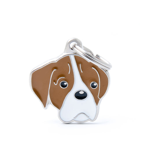 Médaille Boxer fauve et blanc