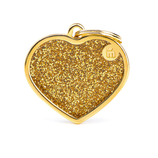 Médaille coeur pailleté or - MyFamily