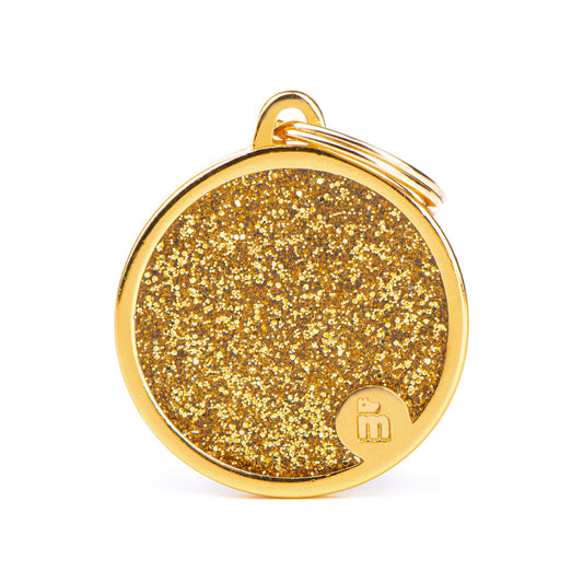 Médaille cercle pailleté or - MyFamily