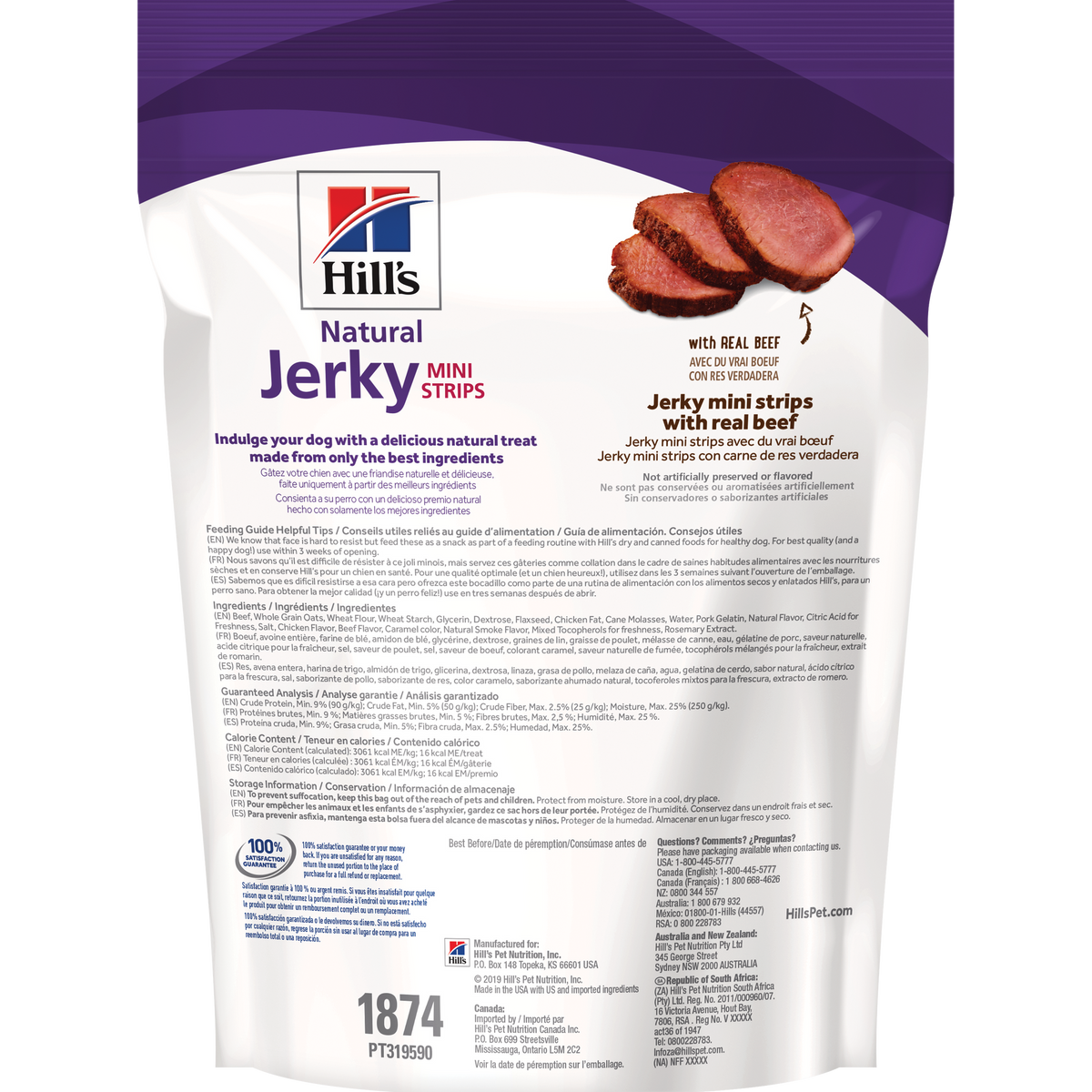 Gâteries naturelles pour chiens Jerky Mini-Strips avec du vrai bœuf 201 g