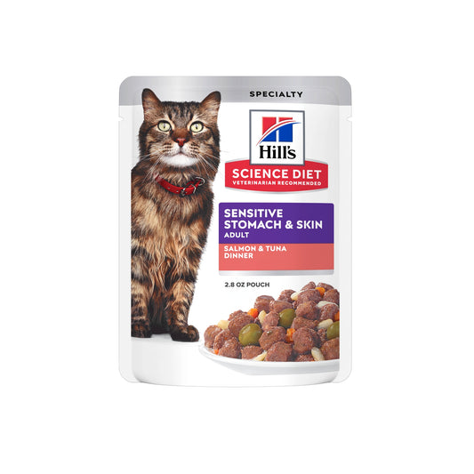 Estomac et peau sensibles adulte souper de saumon et thon - nourriture humide pour chat 79 g