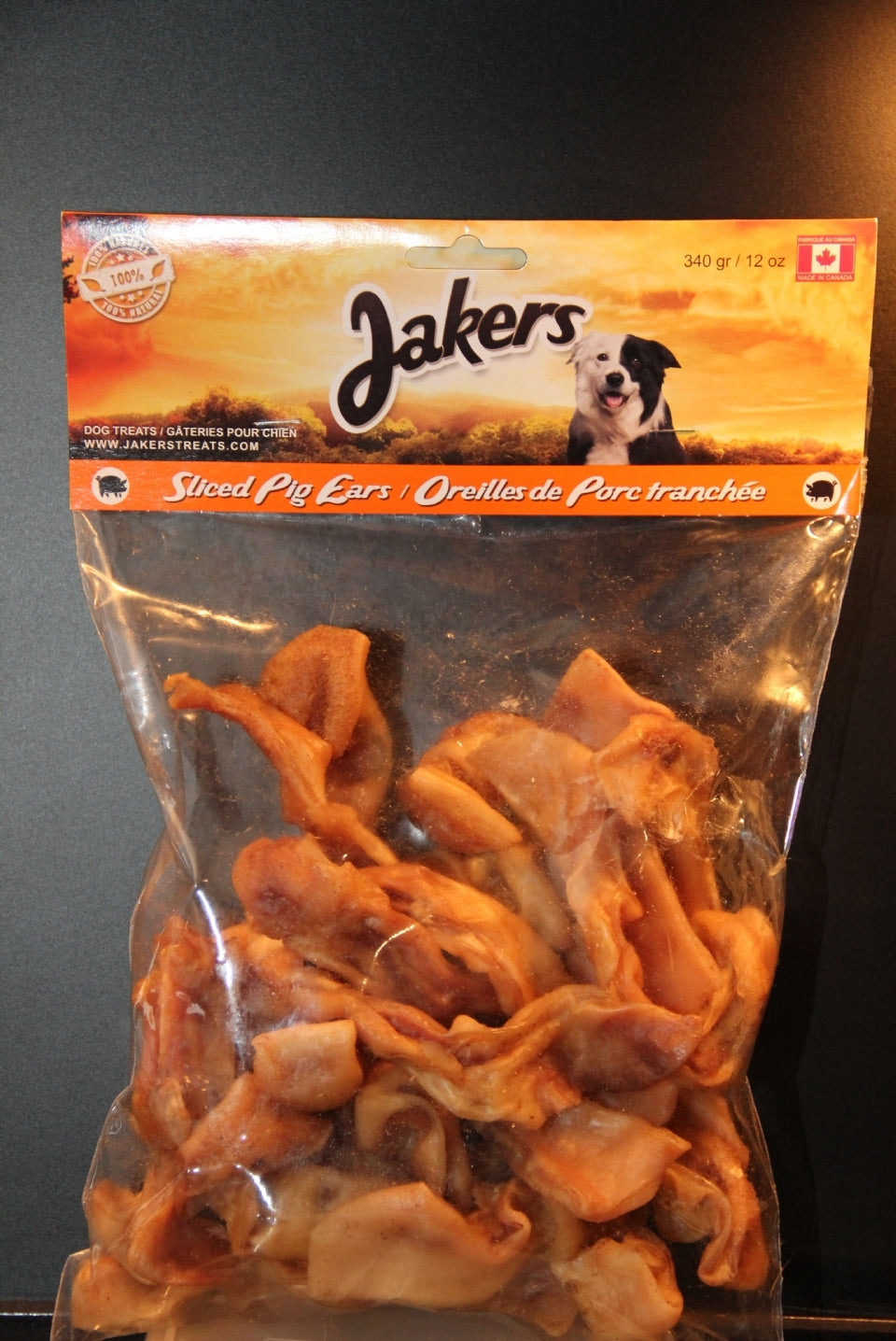 Oreilles de porc tranchées pour chien 340 g