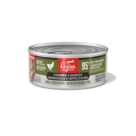 Morceaux et effilochés repas au canard et foie - nourriture humide pour chat 155 g
