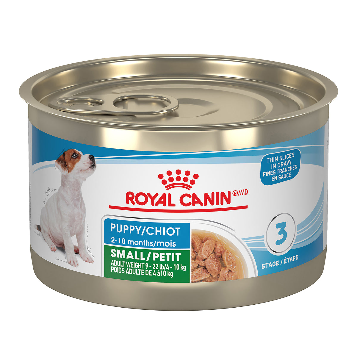 Petit chiot fines tranches en sauce - nourriture humide pour chien 145 g